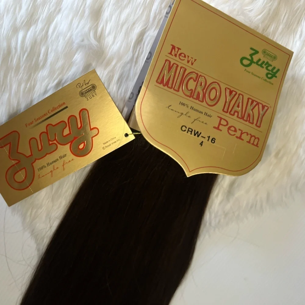Micro Yaki #4 Brown 100% Human Hair Extensions in straight hair